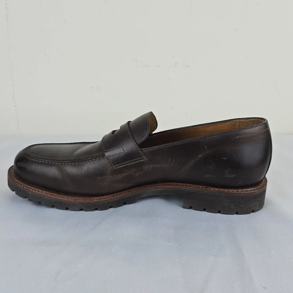 Beckett Simonon Fuentes Penny Loafers Mens 11.5 Brown Leather Lug Sole Shoes